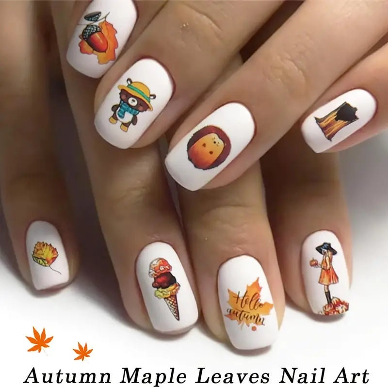 Amazon.com: 6 Sheets Fall Nail Art Stickers, 3D Maple Leaf Self-Adhesive Nail  Decals Thanksgiving Nail Art Supplies Maple Leaves Pumpkin Turkey Nail  Stickers Fall Nail Art Designs for Women DIY Nail Decorations :